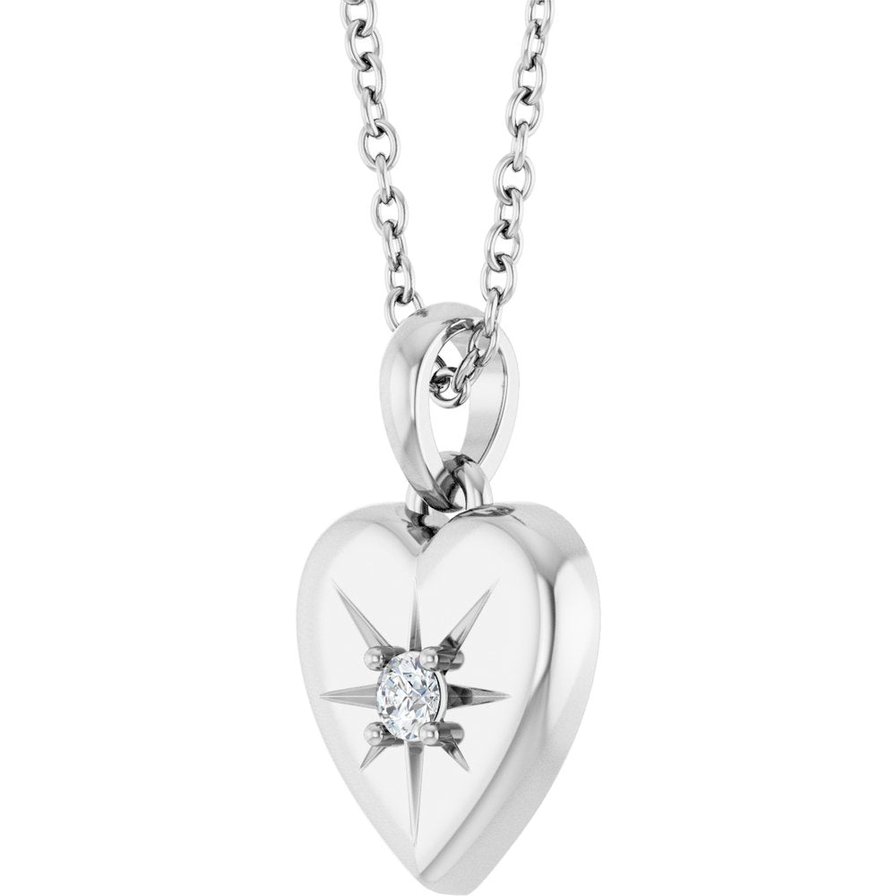 Sterling Silver Diamond Starburst Heart Necklace