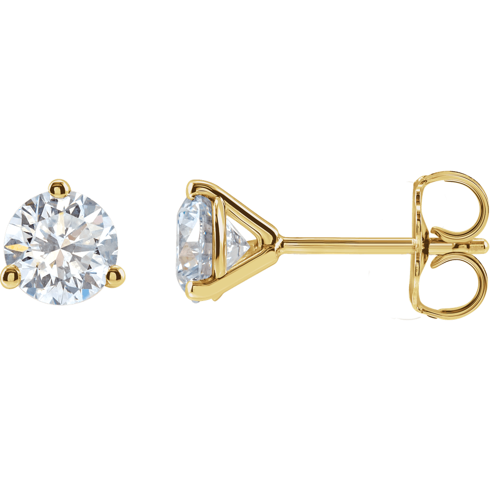 Yellow Gold 1 Carat Diamond Stud Earrings