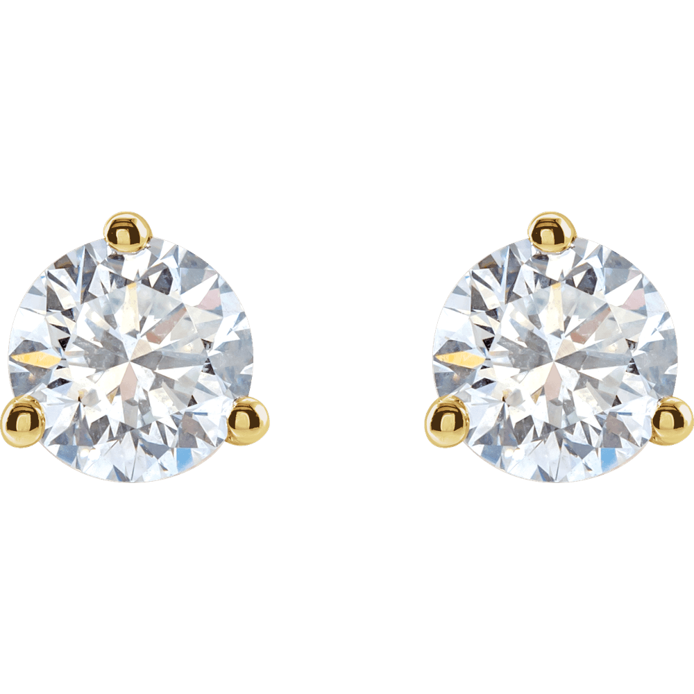 Yellow Gold 1 Carat Diamond Stud Earrings